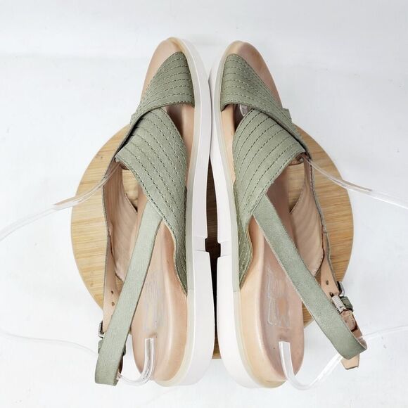 Miz Mooz Sandals Womens 42 Sage Green Leather Heel Strap Boho Summer Kind Shoes - Picture 9 of 12